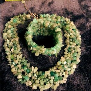 Genuine Aventurine Crystal Necklace and Bracelet Jewelry Set, Handcrafted